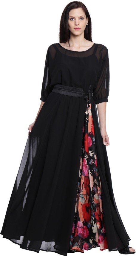 Just Wow Women Maxi Black Dress - Buy ...